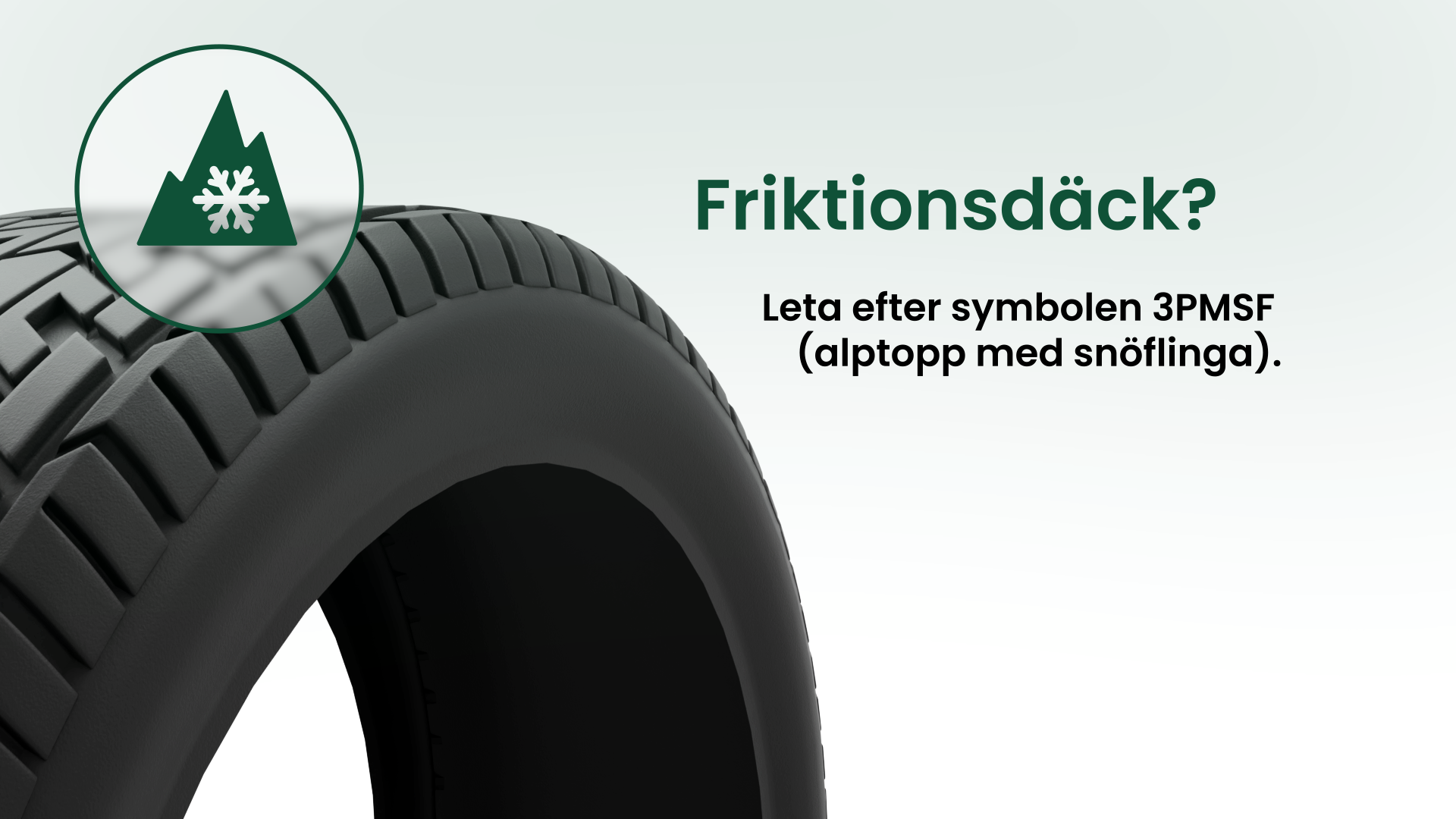 Alptopp och snöflinga på ett dubbfritt vinterdäck